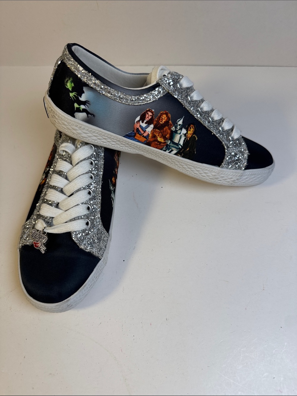 Bradford Exchange THE WIZARD OF OZ Character Canvas Sneakers With Glitter Trim